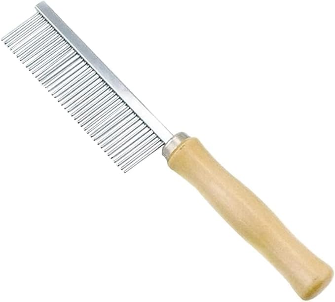 Silver Dog and Cat Combs For Grooming Long Haired Cats and Dogs - Pet Dog Cat Comb Stainless Steel Pin Teeth Wooden Handle Grooming Fur Hair Brush - Comb Removes and Prevents Matted Fur，Grooming