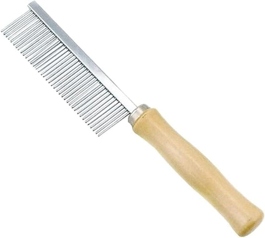 Silver Dog and Cat Combs For Grooming Long Haired Cats and Dogs - Pet Dog Cat Comb Stainless Steel Pin Teeth Wooden Handle Grooming Fur Hair Brush - Comb Removes and Prevents Matted Fur，Grooming