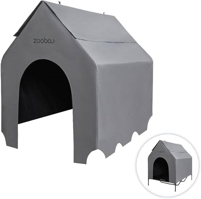 48” Durable Dog House Cover - Waterproof & UV-Resistant 600D Oxford Fabric Canopy for Outdoor Kennels - Cover Only, Fits 36"x30"x44" Houses - Protective Large Breed Shelter Top - Cool Grey
