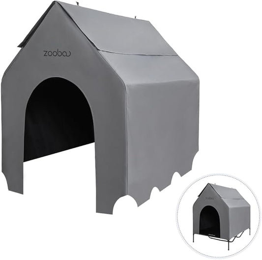 48” Durable Dog House Cover - Waterproof & UV-Resistant 600D Oxford Fabric Canopy for Outdoor Kennels - Cover Only, Fits 36"x30"x44" Houses - Protective Large Breed Shelter Top - Cool Grey