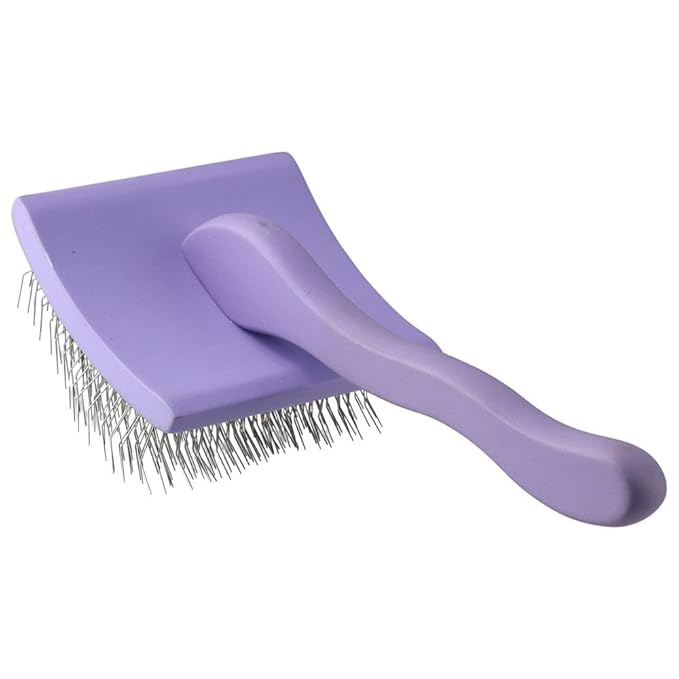 Slicker Brush, Long Pin Brush, Pet Comb, Dematting Tool with Stainless Steel Pins, Large(Black or Purple)(Purple)
