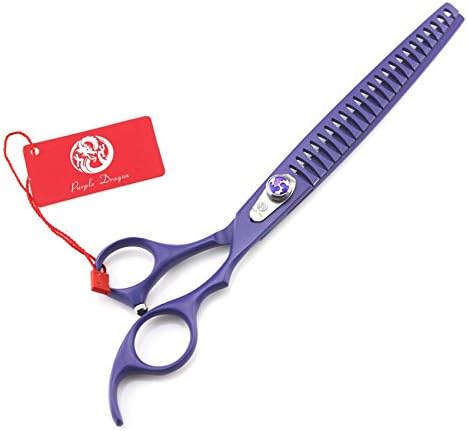 Purple Dragon 8.0 inch Professional Pet Grooming Scissors - Dog Chunker Shears - Adult Animal Thinning Hair Shears for Pet Groomer or Family DIY (Purple)