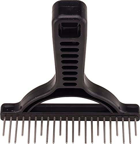 The Untangler Rakes for Grooming and Shedding -silky smooth rotating teeth to easily collect loose hair (Black, Shedding)