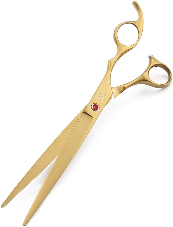 Moontay Professional 8.0" Dog Grooming Scissors Set, 4-pieces Straight, Upward Curved, Downward Curved, Thinning/Blending Shears for Dog, Cat and Pets, JP Stainless Steel, Gold