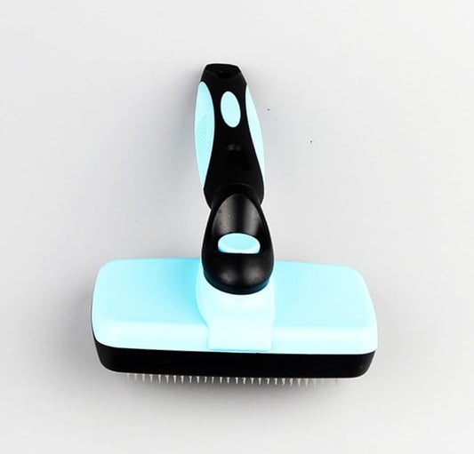 Self Cleaning Slicker Brush for Dogs Cats Deshedding Brush Removes Loose Fur Dogs Brush for Shedding Grooming Brushes for Long Short Haired Pets (Blue)