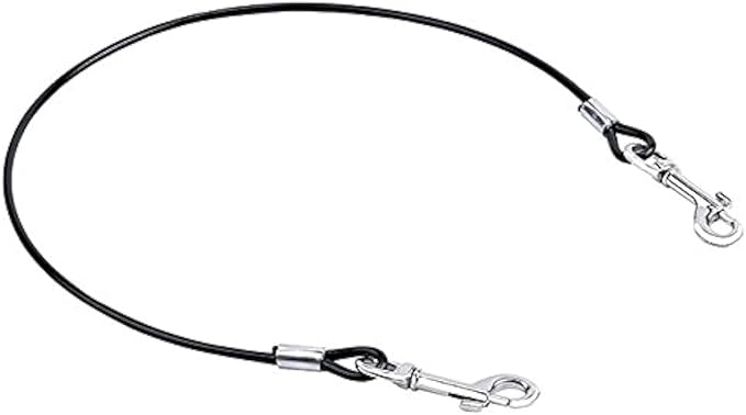 Mogoko Pet Dog Car Seat Belt Restraint, Coated Stainless Steel Chew Proof Dog Vehicle Safety Tether Cable, Double Clip No-Chew Pet Car Leash Lead-24 Inch Black