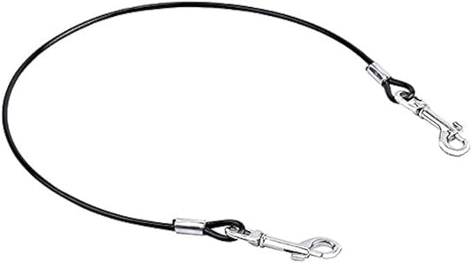 Mogoko Pet Dog Car Seat Belt Restraint, Coated Stainless Steel Chew Proof Dog Vehicle Safety Tether Cable, Double Clip No-Chew Pet Car Leash Lead-24 Inch Black