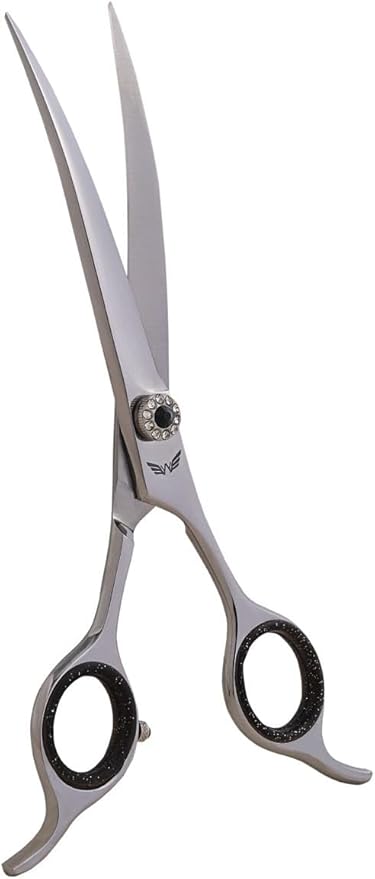 Professional Pet Grooming Scissors for Dogs and Cats Hair Cutting Shears 440C Japanese Steel Right Hand Comfortable Grip (Curve, 6.5 Inches)