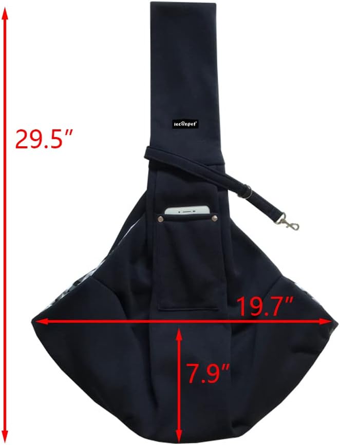 Leconpet Dog Sling Carrier Shoulder Bag for Pets with Mobile Phone Pocket Safety Buckle Security Lock, Suitable for Puppy, Small Dogs, and Cats for Outdoor Travel (Navy Blue)