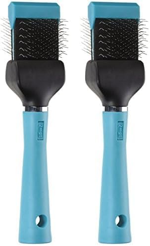 Master Grooming Tools Flexible Single Side Pet Slicker Brush with Hard Handle, Small, Teal (Pack of 2)
