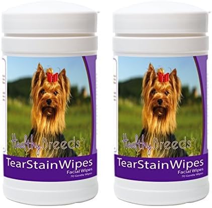 Healthy Breeds Yorkshire Terrier Tear Stain Wipes 70 Count (Pack of 2)