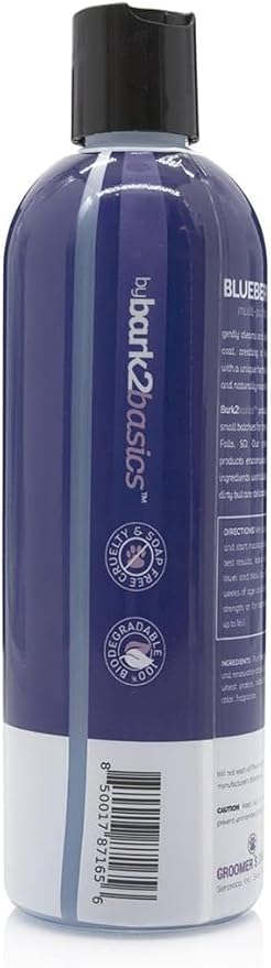 Bark2Basics Blueberry D-Mat Dog Conditioner, 16 oz - Natural Ingredients, Multi-Purpose, Static Eliminating, Loosens Tough Mats and Tangles, Aids in deShedding