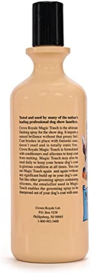 Crown Royale Magic Touch Formula 1 Pet Grooming Spray Concentrate, No Heavy Build-Up, Finishing Spray, Prevents Coat Matting, Formulated with Conditioners, 16 oz