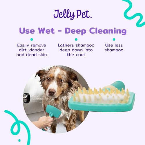 Jelly Pet Deshedding Dog Bath Brush Scrubber, Bath Brush for Dogs, Pet Shower Brush, Bath Supplies, Curry Brush for Dogs, Dog Bath Brush for Short Haired Dogs, Dog Wash Brush, Dog Grooming Brush