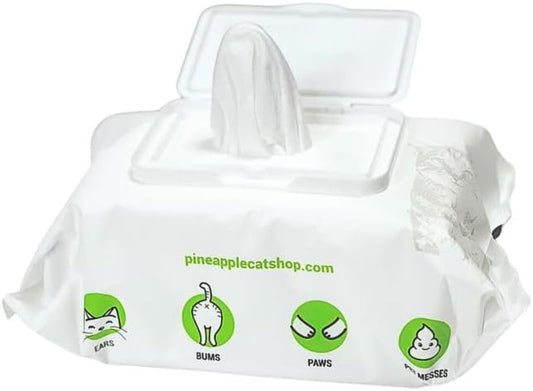 Pineapple Cat Grooming Wipes - Gentle Cat Cleaning Wipes - Hygienic Grooming Tool for Cats Ears, Paws, Bum, and Fur