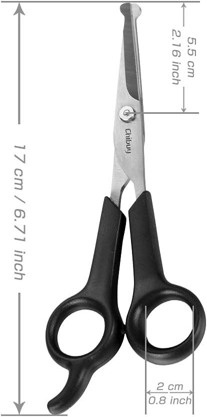 Chibuy Dog Grooming Scissors set with Safety Round Tips Stainless Steel Dog Eye/Face Cut Shears, Home Professional Pet Grooming Scissros Kit for Dogs,Cats and furry Animals, 6.7"- Pack of 2