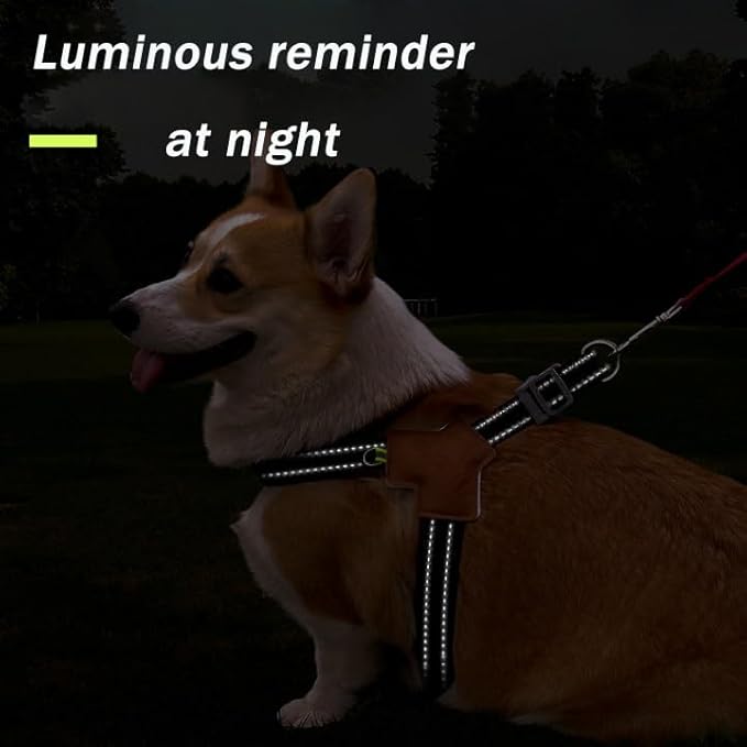 Dog Harness Y-Shaped Harness Breathable Heat Dissipation Easy to Wear Night Reflective Signs for Small and Large Dogs to Wear (Dark Blue,M Bust 18in-22in)