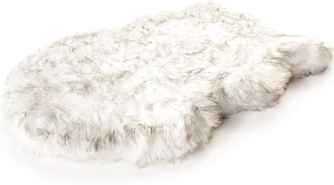 PupRug Orthopedic Dog Bed for Dogs with Soft Faux Fur and Memory Foam for Joint Pain Relief, Machine Washable Waterproof Couch Bed, White, Medium