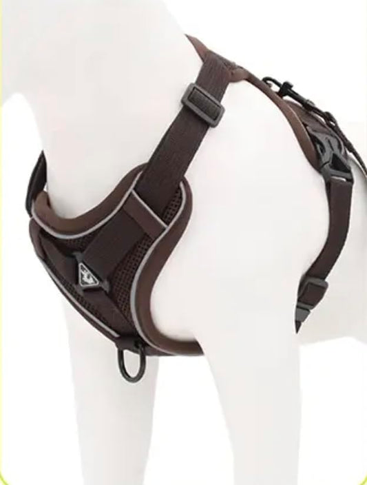 No-Pull Dog Harness, Reflective Adjustable Dog Vest Harness, Escape Proof, for Small Medium Large Dogs and Cats - Adjustable Buckle Pet Vest, Solid, S-XL, with Matching Leash (Brown, Small)