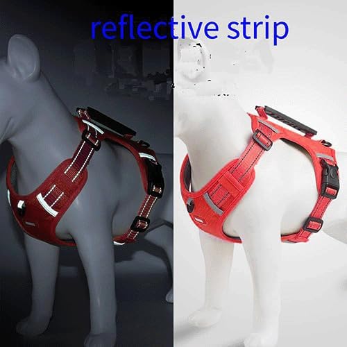 Dog Harness, No Pull Service Vest, Reflective Strips, Control Handle, Soft Padded, Adjustable and Comfortable for Easy Walking (red small)