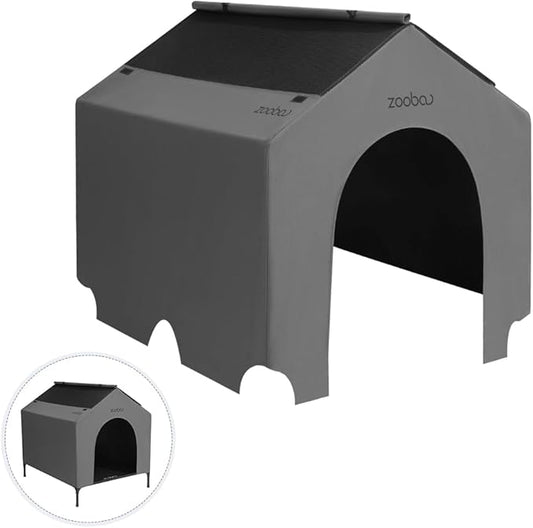 42” Durable Dog House Cover - Waterproof & UV-Resistant 600D Oxford Fabric Canopy for Outdoor Kennels - Cover Only, Fits 36"x30"x44" Houses - Protective Large Breed Shelter Top - Cool Grey