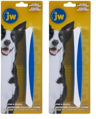 JW Pet Company 8-Inch Gripsoft Rotating Comfort Comb, Fine and Coarse (Pack of 2)