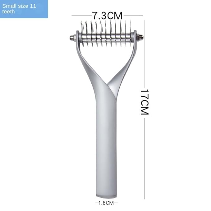 Pet comb Unknot Unknot comb Y-shape floating-off dog rake comb Zinc alloy dog comb hair removal dog comb (Small, Sliver)