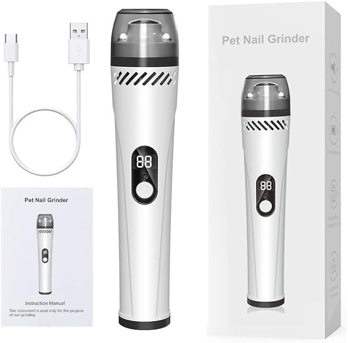 Yuehuam Dog Nail Grinder Upgraded, Professional 3-Speed Electric Dog Nail Trimmers with 3 LED Light, Super Quiet Rechargeable Pet Nail Trimmer Painless Paws Grooming for Small Large Dogs & Cats