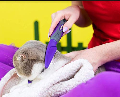 Hertzko Comb for Dogs and Cats – Closely Spaced Metal Pins Removes Debris from Your Pet’s Coat - Great for Short Hair Areas. - Long Handle for Extra Comfort!