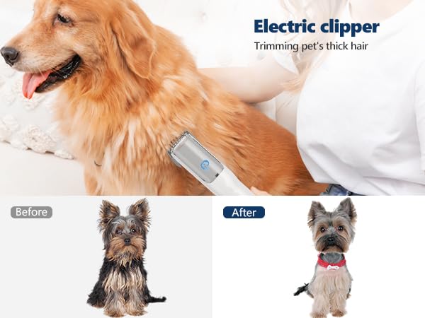 Pet Grooming Kit & Vacuum Suction 99% Pet Hair, 5 In-1 Pet Grooming Kit With 2L Large Capacity Dust Cup, Low Noise Dog Hair Remover for Shedding Grooming Dogs Cats