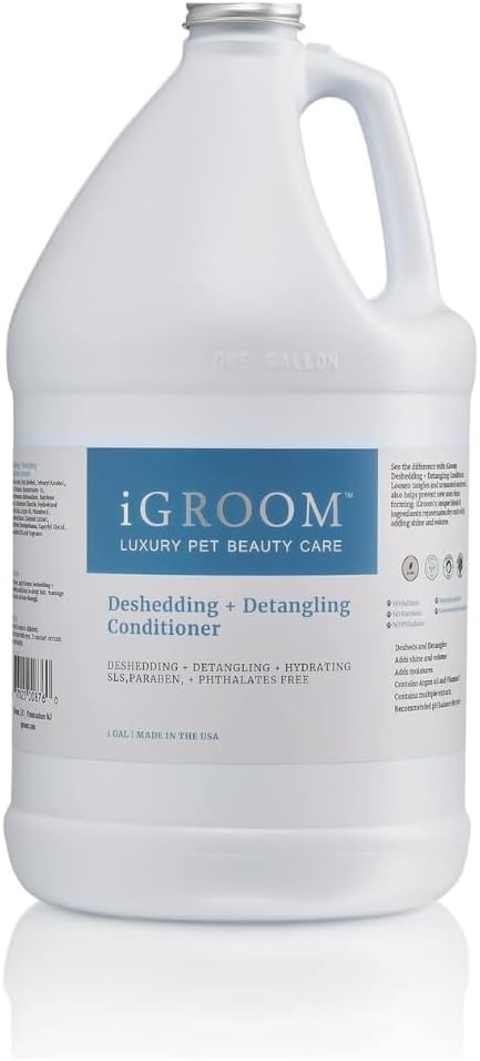 iGroom Deshedding & Detangling Dog Conditioner, Luxury Pet Beauty Care, Loosen Tangles + Unwanted Undercoat, Adds Shine + Volume, Made in USA (1 GAL)