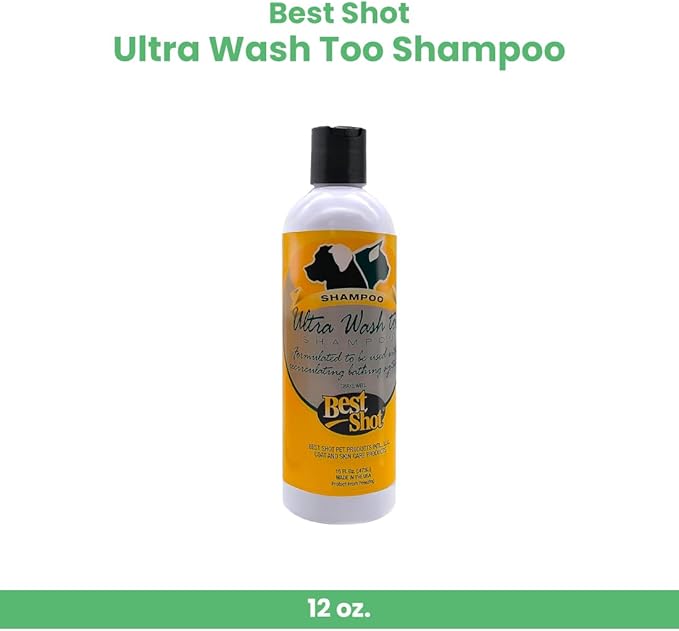 Best Shot Ultra Wash Too Shampoo with Pet Coat Release Technology, Coat and Skincare Product for Dogs and Cats, Quick-Rinsing, 16 oz