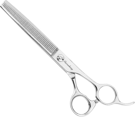 Dog Cat Scissors for Grooming, Pet Shears for Thick Coats and Matted Hair, Thinner Curved Straight Chunker Stainless Steel Shears (7.0" Thinner Silver)