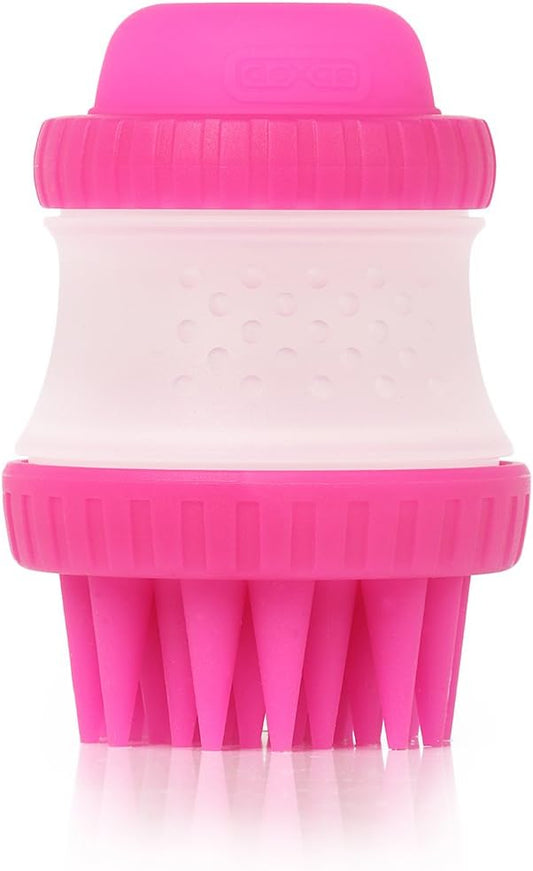 Dexas ScrubBuster Silicone Dog Washing Brush with Built-in Shampoo Reservoir, Pink