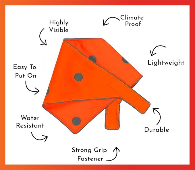 SPOT THE DOG! Reflective Dog Bandanas - High Visibility Safety Dog Accessories for Small, Large Dogs, Orange Collar, Scarf, Kerchief, Bib for Hunting, Camping, Walking at Night (Blaze Orange, XS-S)