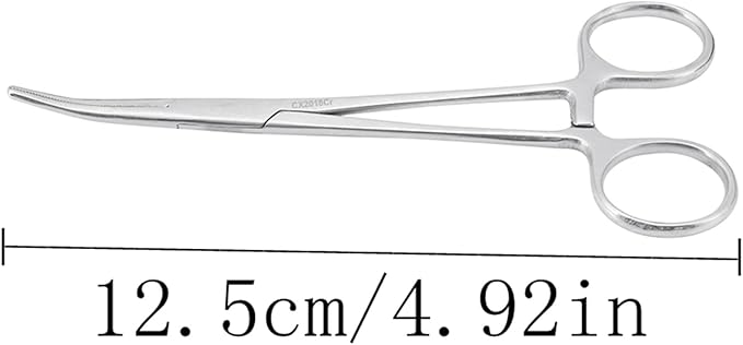 Stainless Steel Dog Cat Pet Forceps Scissors Ear Hair Clamp Fishing Scissors Tools (12.5CM bent)