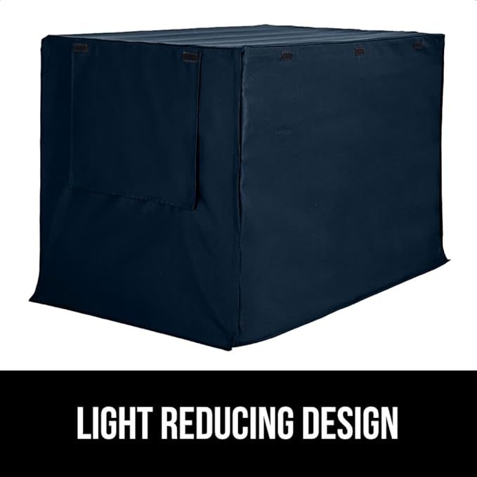 GORILLA GRIP Dog Crate Covers Compatible with Amazon Basics Dog Crates, All Sides Open, Privacy Cover Fits 48" Wire Kennel, Breathable Mesh Windows, Light Reducing Puppy Training Cage Topper, Navy