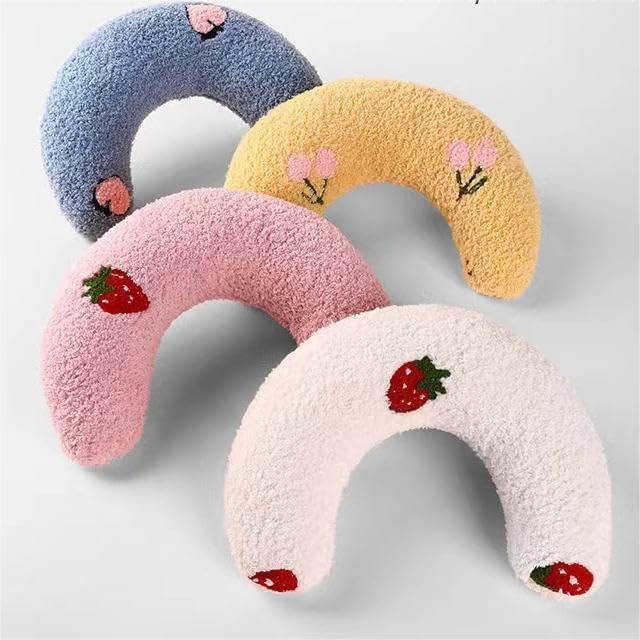 T'CHAQUE Dog Pillow Bed, Cat Calming Pillow, Dog Neck Pillow for Joint Relief Sleeping, Ultra Soft Half Donut Cuddler, Pillow Pet for Upper Spine Support, Doggy/Kitten Pillow Training Toy, PinkCherry