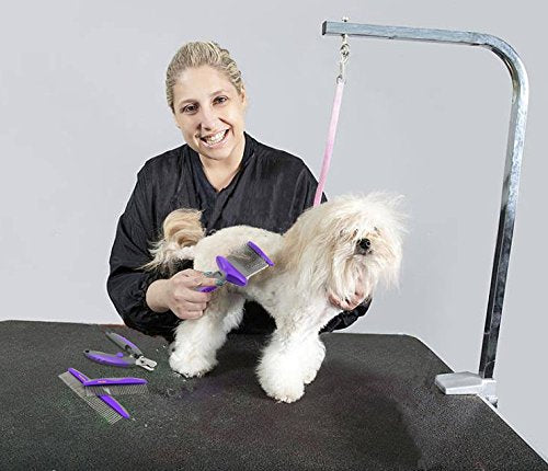 HERTZKO Double Sided Flexible Slicker Brush Removes Loose Hair, Tangles, and Knots, Flexible Head Contours on Your Pet’s Skin - Suitable for Dogs and Cats (Double Sided Brush)