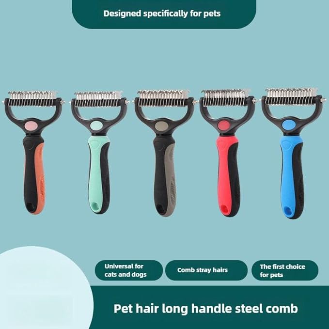 Pet Comb Ultimate Dog Grooming Set: Professional Deshedding Brushes for Dogs & Cats – Perfect for Long-Haired Breeds, Flea Removal, & Dematting (Blue, For Cats ans small dogs)