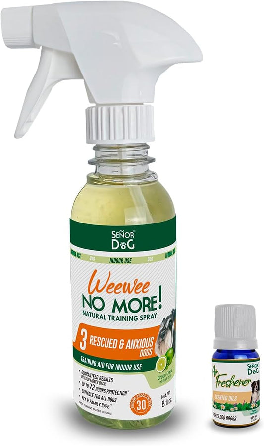Señor Dog™ WeeWee No More! Rescued & Anxious Dogs Kit 8oz (Level 3). Dog Training Spray for Indoor use. Pet Safe Formula