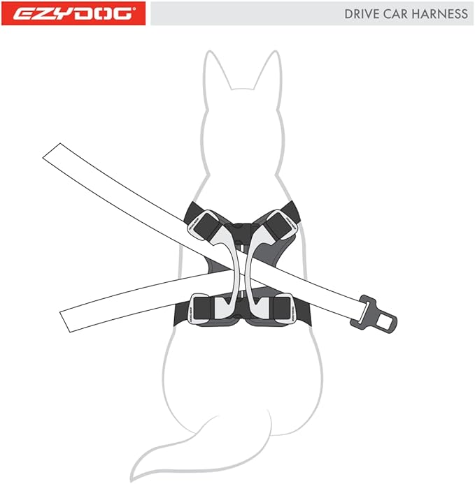 EzyDog Drive Safety Travel Dog Car Harness - Crash Tested US (FMVSS 213) - Premium Vehicle Restraint Vest for Protection and Comfort - Easy One Time Fit and Use with Car Seat Belt (Large)