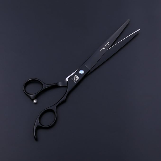 Purple Dragon 7.0 inch Professional Dog Grooming Hair Cutting Scissor &Curved Scissor&Chunker Shear Kit with Bag - for Pet Groomer or Family DIY Pet Use