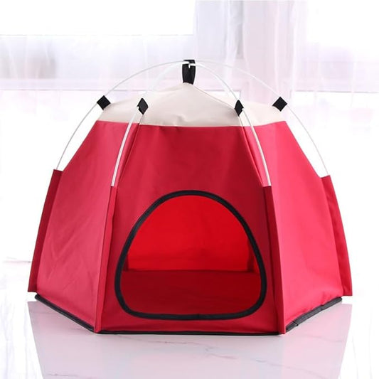 Cute Cat Teepee Cave, Cat Tent Foldable Indoor Outdoor with Thick Mat,Puppy Bed Tent,Bunny Pet Tent Teepee,Portable Dog House Teepee Tent, Cat Bed,Dog Bed Tent,Puppy Bunny,Pet Tent Teepee (H, L)