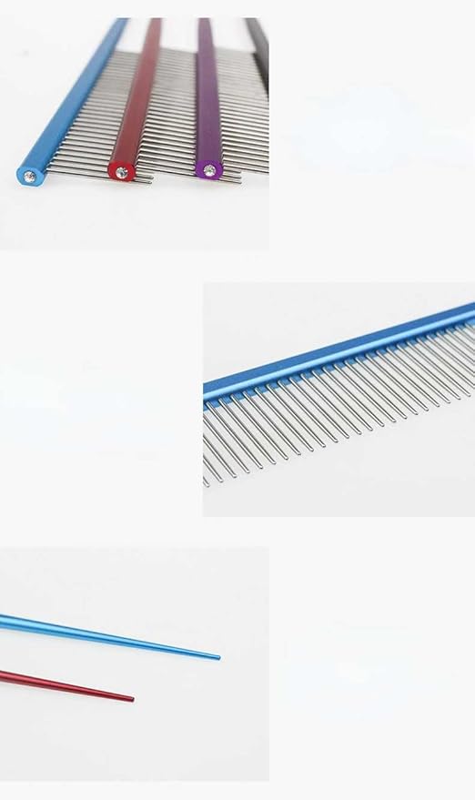 Pet Grooming Comb Rat Tail Comb Cat Hair Trimmer Combs Dog Hairstyle Comb Float Hair Removal Dematting for Cat Dogs Cat Comb Dog Comb Rounded Ends Pet Hair Comb for Home Grooming (One Size,red 5)