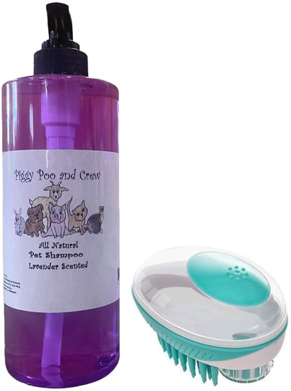 Pet Shampoo and Shampoo Scrub Brush for Pigs, Dogs, and Other Pets (Lavender)
