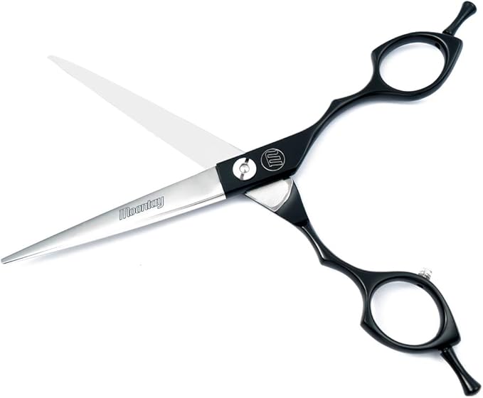 Moontay 6.5" Professional Pet Grooming Scissor, Dog Cat Grooming Shear/Scissor Fur Cutting Shear with Double Finger Rests, 440C Japanese Stainless Steel Grooming Scissor, Black