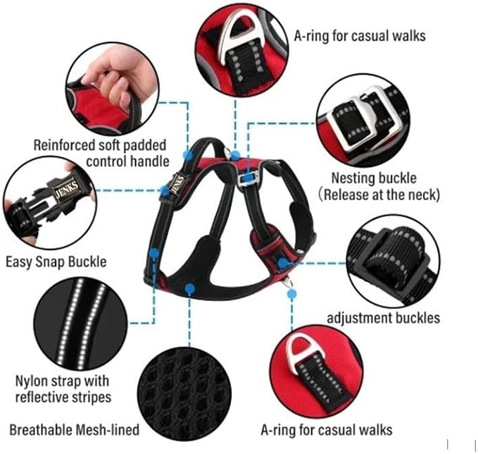 No Pull Dog Harness Reflective Adjustable Harness for Small, Medium, Large Dogs Ideal for Training, Walking, Running, Hiking,Multiple Color Options Available, Arneses para Perros