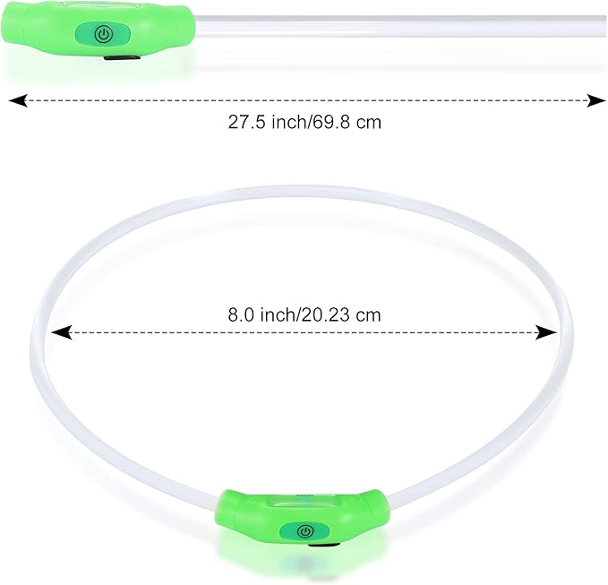 LED Dog Collar, Rechargeable Light Up Dog Collars,IP67 Waterproof Dog Lights for Night Walking，Adjustable, Reusable Safety Necklace for Small Medium Large Dogs (Green)
