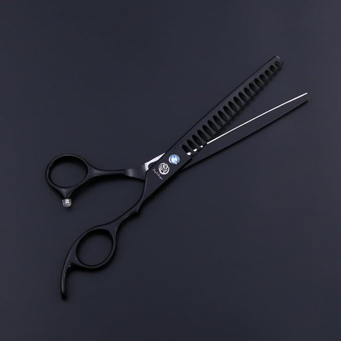 Purple Dragon 7.0 inch Professional Dog Grooming Hair Cutting Scissor &Curved Scissor&Chunker Shear Kit with Bag - for Pet Groomer or Family DIY Pet Use